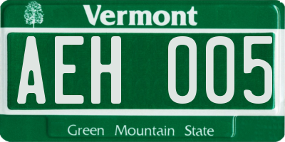 VT license plate AEH005