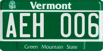 VT license plate AEH006