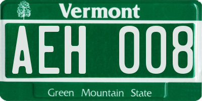 VT license plate AEH008