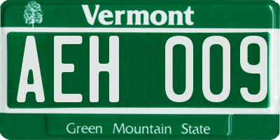 VT license plate AEH009