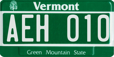 VT license plate AEH010