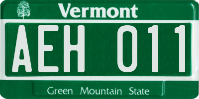 VT license plate AEH011