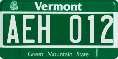 VT license plate AEH012