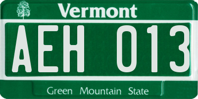 VT license plate AEH013