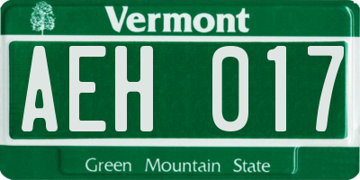 VT license plate AEH017