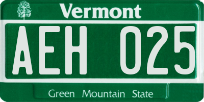 VT license plate AEH025