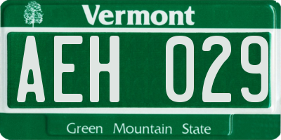 VT license plate AEH029