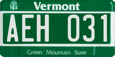 VT license plate AEH031