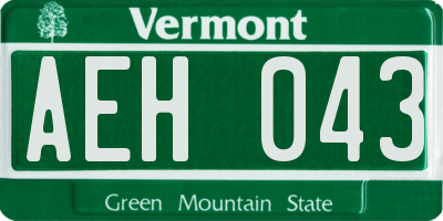 VT license plate AEH043