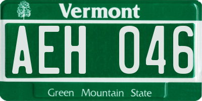 VT license plate AEH046