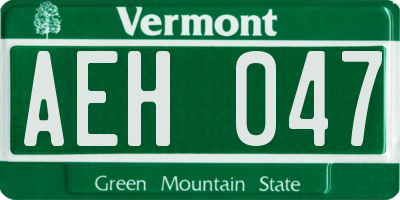 VT license plate AEH047