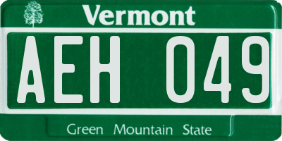 VT license plate AEH049