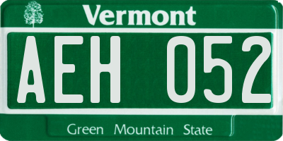 VT license plate AEH052