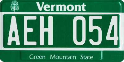 VT license plate AEH054