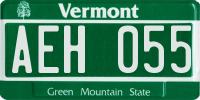 VT license plate AEH055