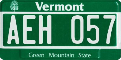 VT license plate AEH057