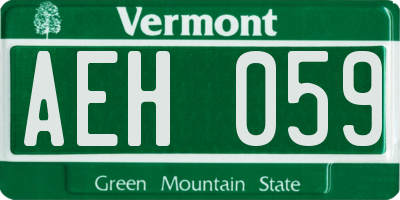 VT license plate AEH059