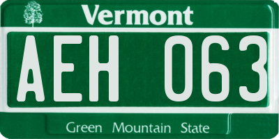 VT license plate AEH063