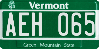 VT license plate AEH065