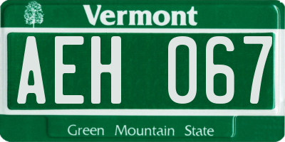 VT license plate AEH067