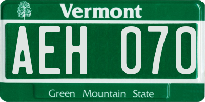 VT license plate AEH070