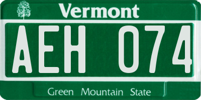 VT license plate AEH074