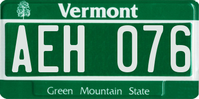 VT license plate AEH076