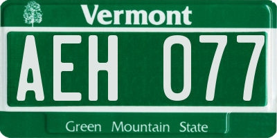 VT license plate AEH077