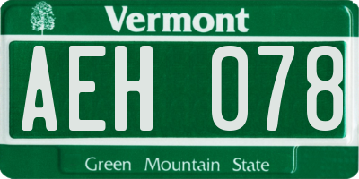 VT license plate AEH078