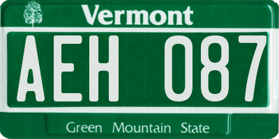 VT license plate AEH087