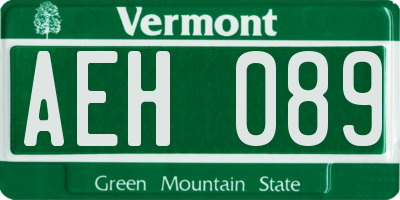 VT license plate AEH089