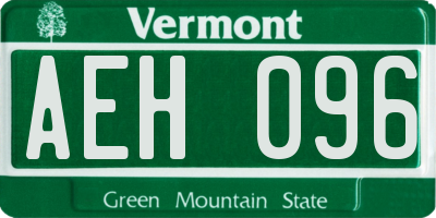 VT license plate AEH096
