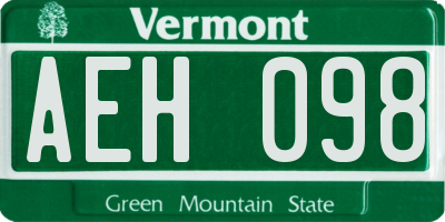 VT license plate AEH098