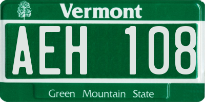 VT license plate AEH108