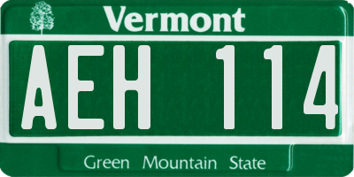 VT license plate AEH114
