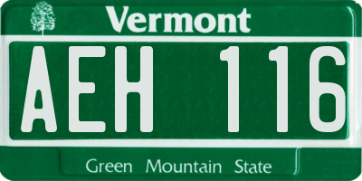 VT license plate AEH116