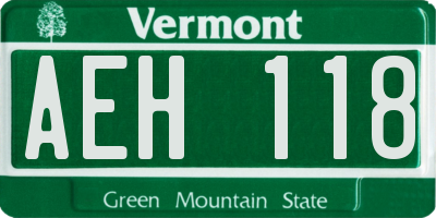 VT license plate AEH118