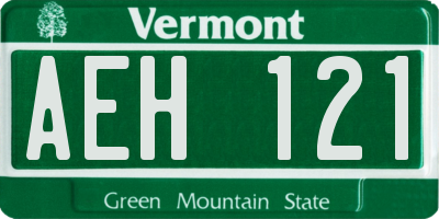 VT license plate AEH121