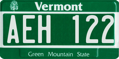 VT license plate AEH122