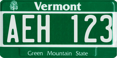 VT license plate AEH123