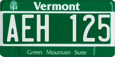VT license plate AEH125