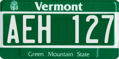 VT license plate AEH127