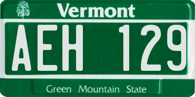 VT license plate AEH129