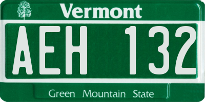 VT license plate AEH132