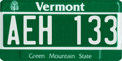 VT license plate AEH133
