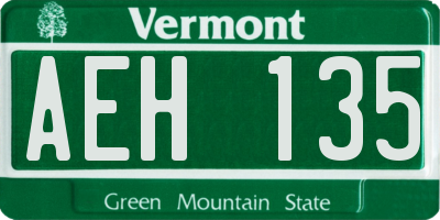 VT license plate AEH135