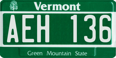 VT license plate AEH136