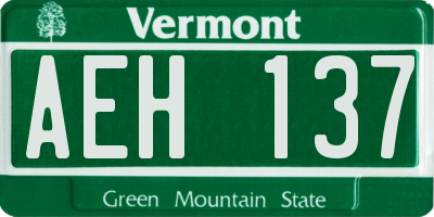 VT license plate AEH137