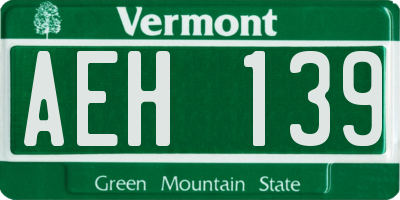 VT license plate AEH139