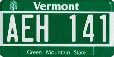 VT license plate AEH141